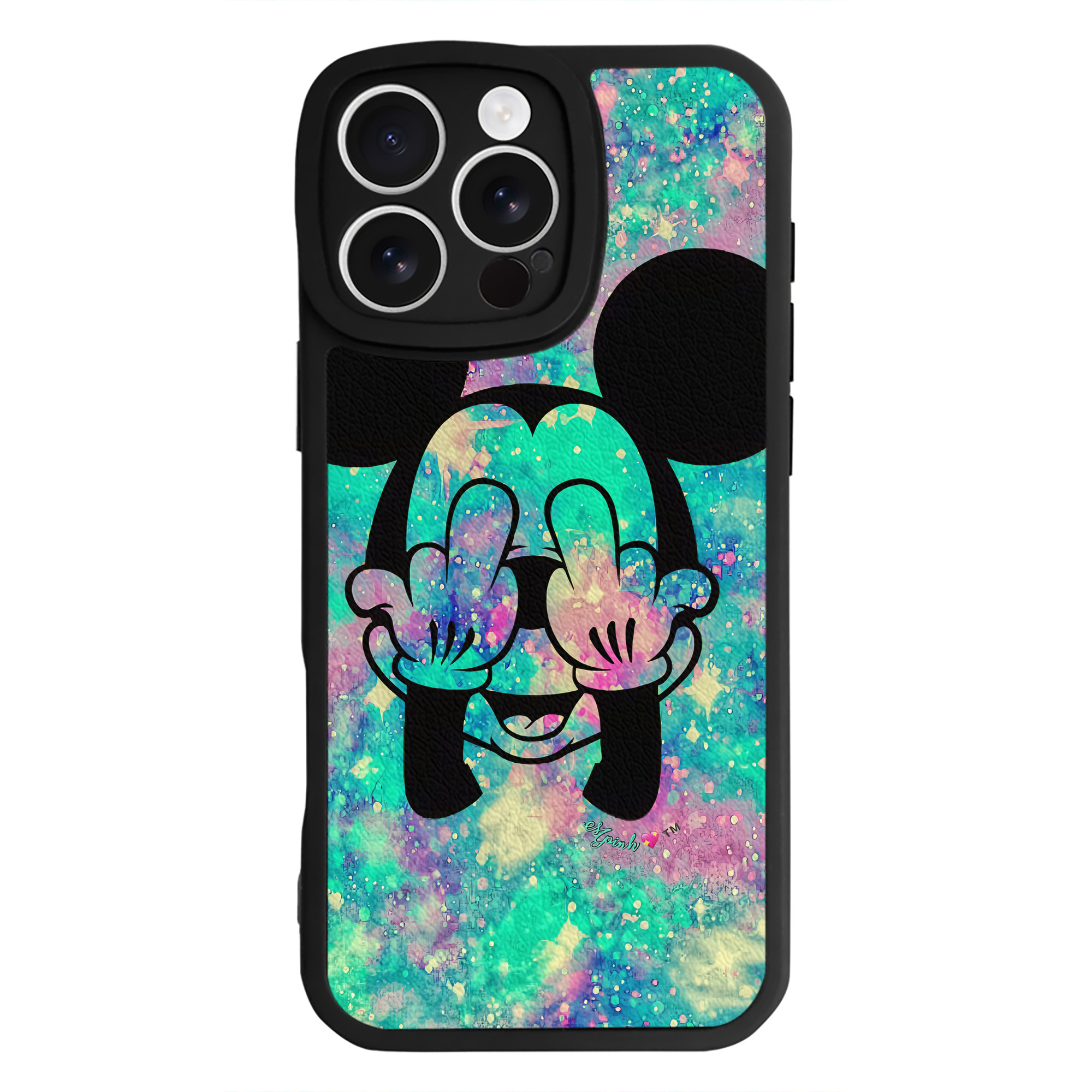（画像用） ミッキーマウス Mickey Mouse 【iPhone 16シリーズ対応】シリコンスマホケース（レザー調） 材質：シリコン